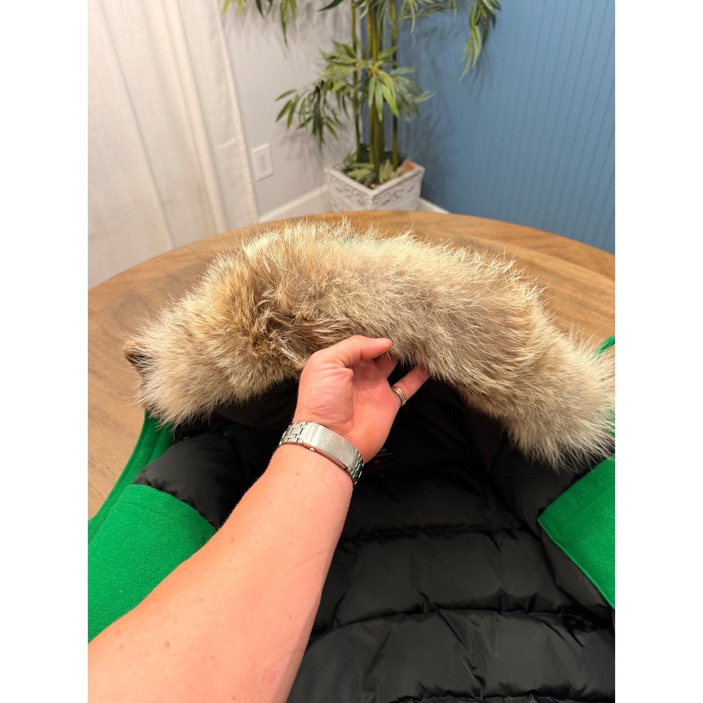 Canada Goose Chilliwack varsity Bomber Green Wool Down Fur Trim Jacket Mens Med - Picture 9 of 16